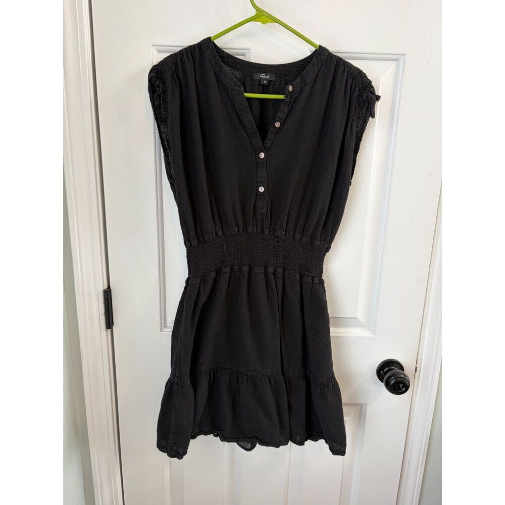 Rails Samina Dress Black Linen Cotton Lightweight Breathable Flowy Blend Size M